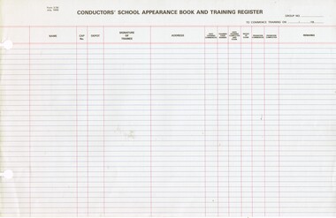 "Conductors School Appearance Book and Training Register"