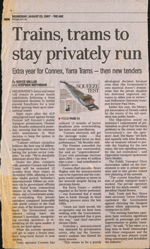 "Trains, trams to stay privately run"