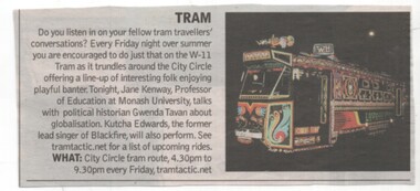 What's On" type section, advertising the W-11 City Circle service with Z81