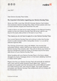 "Important information regarding your Seniors Sunday Pass"