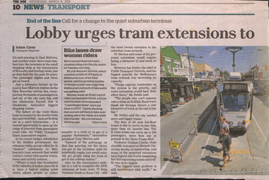 "Lobby urges tram extensions to avoid dead end trips"