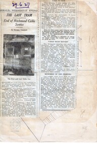 "The Last Tram - end of Richmond Cable Service" -