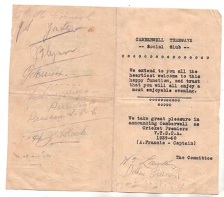 "Camberwell Tramways Social Club"