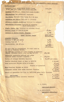 "Estimated cost of Electrification of Port Melbourne Cable Tramways"