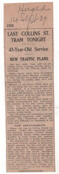 "Last Collins St tram tonight", "Tram Conversion Changes"