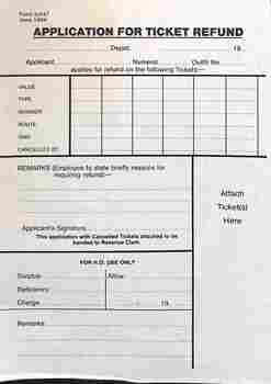"Application for ticket refund"