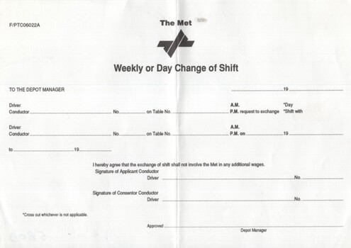 "Weekly of Day Change of Shift"