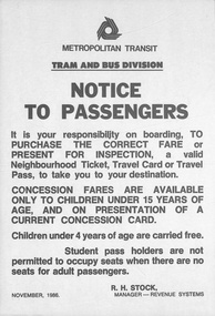 "Notice to Passengers"