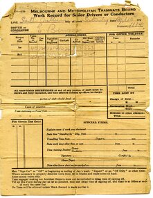 "Work Record for Senior Drivers or Conductors"