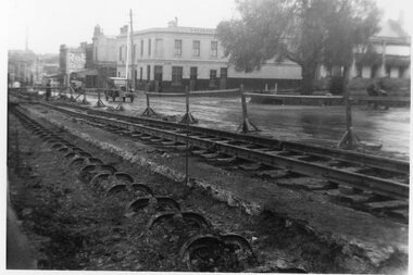 Cable tram track removal Abbotsford St