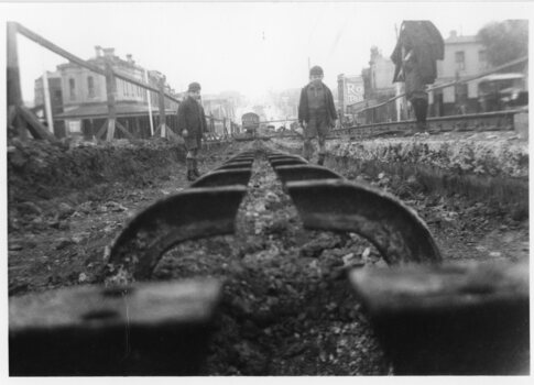 Cable tram track removal Abbotsford St
