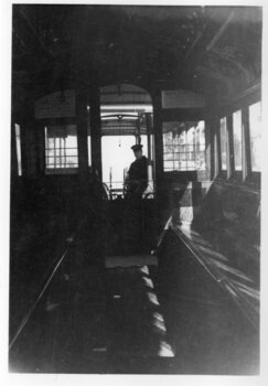 Forward view from a cable tram trailer