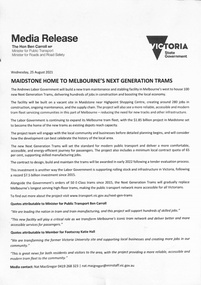"Maidstone home to Melbourne's next generation trams"