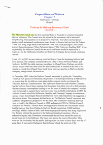"Coopers History of Malvern - Chapter 17 Railways &Tramways (1st Part), Prahran & Malvern Tramways Trust"