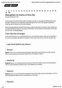 "Disruption to trams in the City"