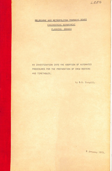 "Parliamentary Public Works Committee - Eastern Railway Inquiry No. 2 - Evidence on Behalf of the MMTB"
