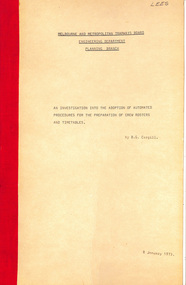 "Parliamentary Public Works Committee - Eastern Railway Inquiry No. 2 - Evidence on Behalf of the MMTB"