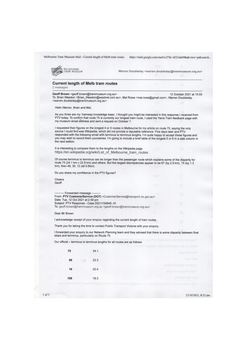 "Current length of Melb tram routes"
