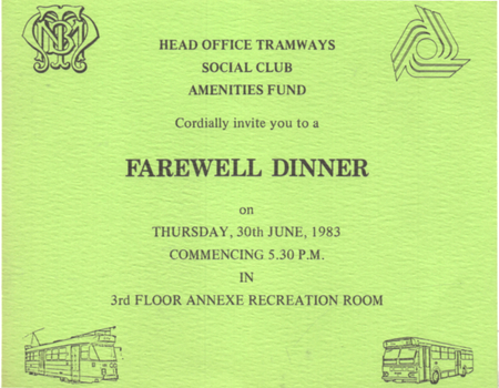 Invitation to the Farewell dinner