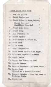 Document - Laminated, "Tram Ready for Road/Running In" and others, 1980s