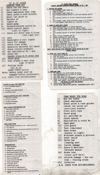 Tram fault finding or preparation cards