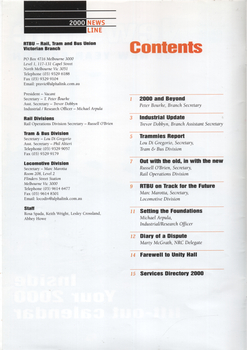 Newsline - 2000 edition - contents and list of union officials