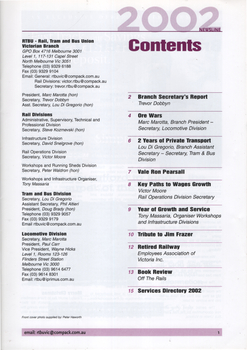 Newsline - 2002 edition - contents and list of union officials
