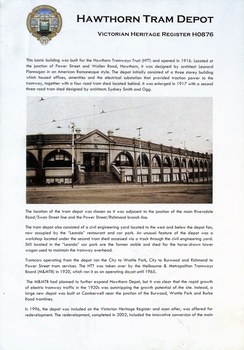 Hawthorn Tram Depot pamphlet - page 1