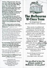 "The Melbourne W Class Tram"