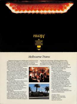 "The Colonial Tramcar Restaurant" 1989