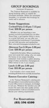 "The Colonial Tramcar Restaurant" inforamtion sheet 1