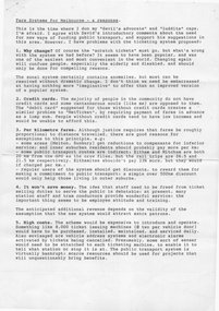 "Fare Systems for Melbourne - a response" - cover sheet