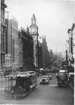 Cable tram - Bourke Street near Queen St.