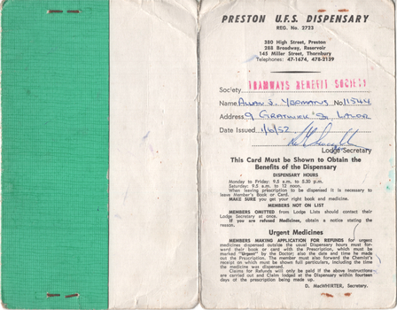 "Preston UFS Dispensary" - TBS folder