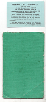 "Preston UFS Dispensary" - TBS folder and card
