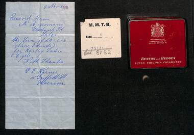 Personal Papers in a Benson & Hedges tin - sheet 1 of 2