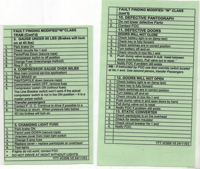 Fault finding sheet - Modified W class - part 2
