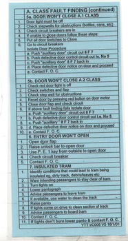 Fault finding sheet - A class part 2