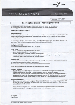 "Kooyong Rail Square - Operating Procedure" - 1