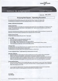 "Kooyong Rail Square - Operating Procedure" - 1