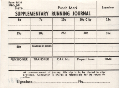 "Supplementary Running Journal", Dec. 1968