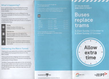 "Buses replace trams - St Kilda Road and High Street"