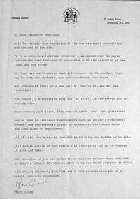 Letter - "To each transport employee"
