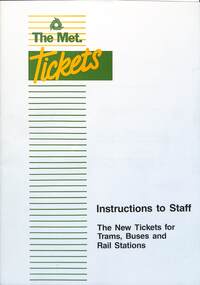 "Instructions to Staff - the New tickets for trams, buses and rail stations" - cover