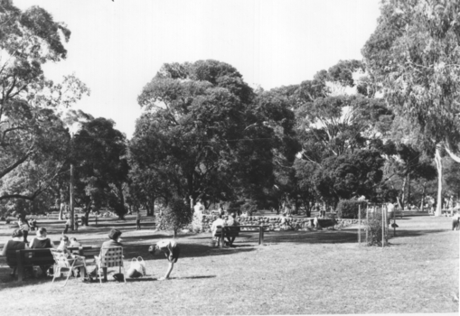 General view of the park with people.