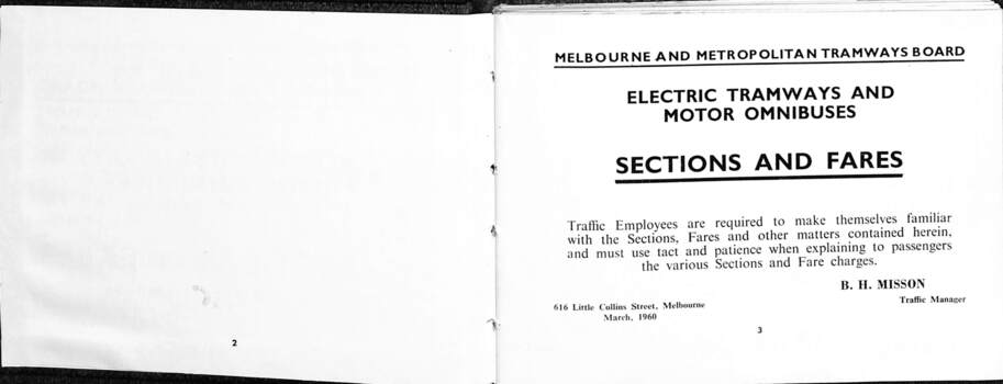 "MMTB Electric Tramways and Motor Omnibuses Sections and Fares" - inside cover