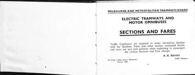 "MMTB Electric Tramways and Motor Omnibuses Sections and Fares" - inside cover