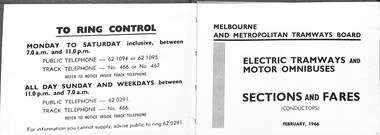"MMTB Electric Tramways and Motor Omnibuses Sections and Fares", inside cover page