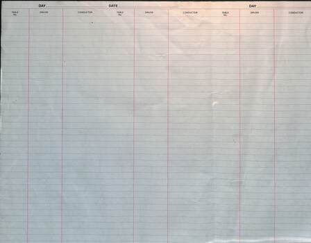 Form - run number, driver and conductor allocation