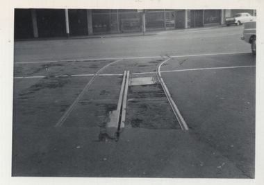 Section of cable tram track - Bourke St at Spencer St.